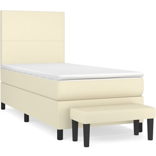 VidaXL Box spring postelja z vzmetnico krem 90x200 cm umetno usnje, (20894013) Slike