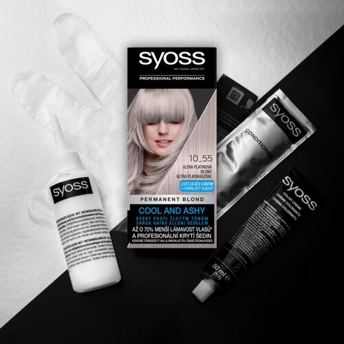 Syoss Permanent Coloration Permanent Blond trajna barva za lase 50 ml odtenek 10-55 Ultra Platinum Blond Slike