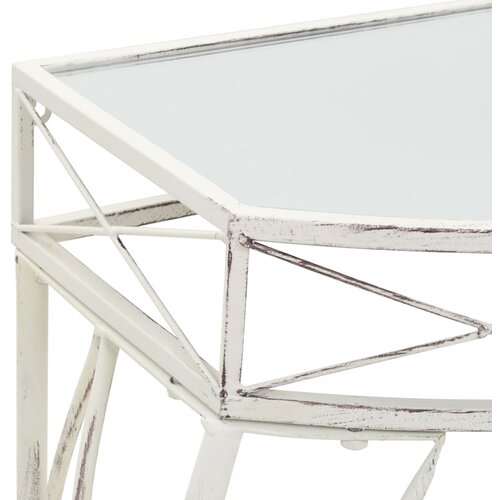  Bočni stolić u francuskom stilu metalni 82 x 39 x 76 cm bijeli Slike