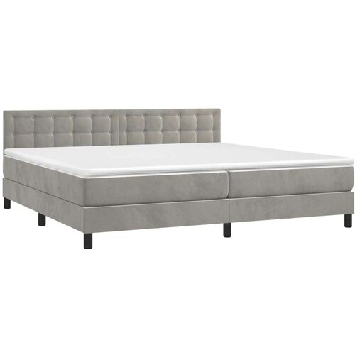  Box spring s madracem LED svjetlosivi 200x200 cm bar&amp;scaron;un Slike