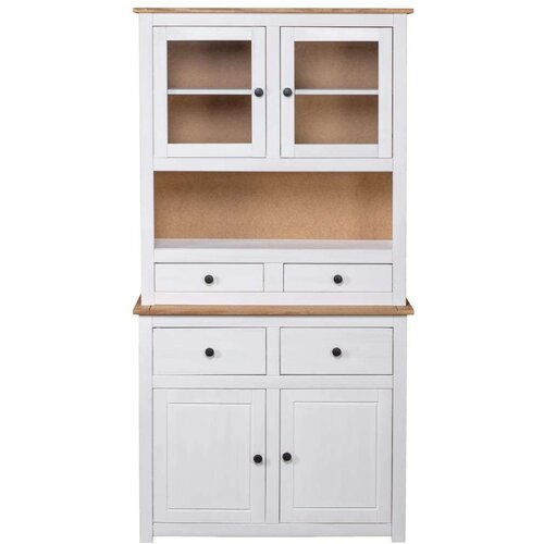 VidaXL Visoka omara bela 93x40,5x180 cm trdna borovina Panama Range Slike