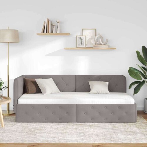  Kutni okvir kreveta s uzglavljem Sivo-smeđa 80 x 200 cm tkanina Slike