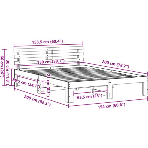  Okvir kreveta od bora Smeđa boja voska Puno drvo 150 x 200 cm Slike
