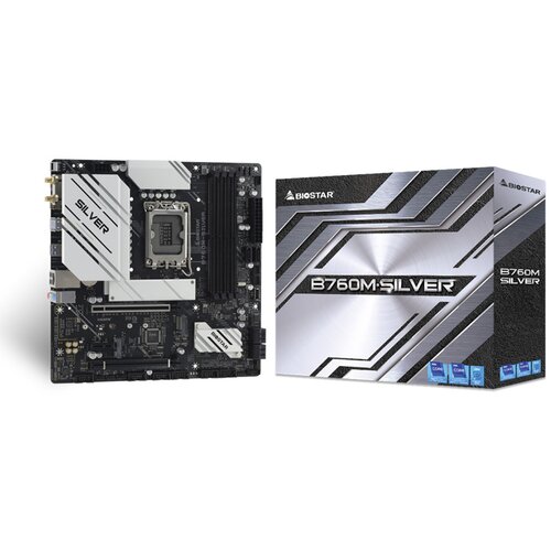 Biostar MB B760M-SILVER, mATX, Soc 1700, DDR5, M.2, 2.5GbE LAN, HDMI, DP Slike