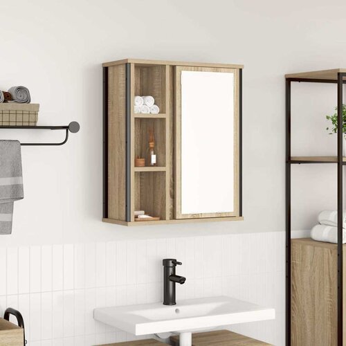 vidaXL Kopalniška stenska omarica z ogledalom sonoma hrast 50x21x60 cm Cene