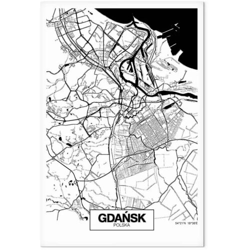  Slika - City Plan: Gdansk (1 Part) Vertical 40x60 Na talijanskom platnu Slike