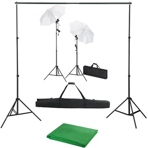 VidaXL Komplet za fotografski studio z ozadjem, svetilkami in dežniki Slike