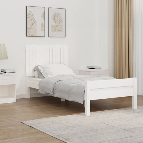 vidaXL Stensko posteljno vzglavje belo 95,5x3x60 cm trdna borovina Cene