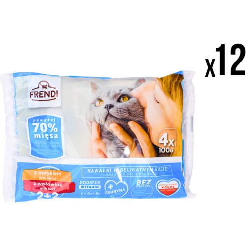 FRENDI Vlažna hrana za mačke, Ćuretina i govedina, 4x100g, 12 komada Cene