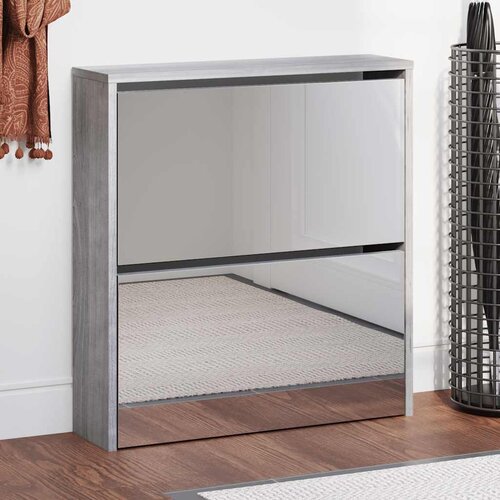 Ormarić za cipele s ogledalom 2 razine boja hrasta 63x17x67 cm Cijene