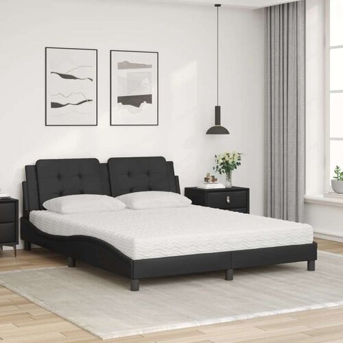  Krevet s madracem crni 160 x 200 cm od umjetne kože Slike