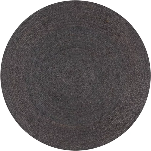 vidaXL Preproga iz jute okrogla ročno delo 150 cm temno siva