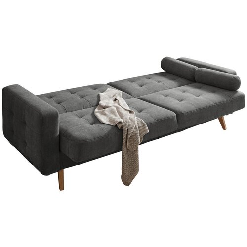 MID.YOU ZOFA S POSTELJNO FUNKCIJO, siva tekstil, leseni material Slike