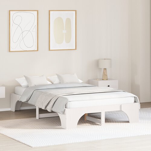 vidaXL Posteljni okvir Bela Masivni les 120 x 190 cm Posteljni okvir Cene
