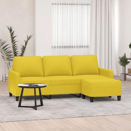  Trosjed s tabureom svjetložuti 180 cm od tkanine Slike