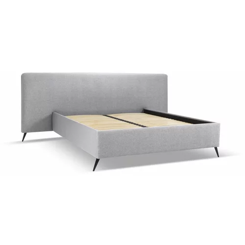 Milo Casa Sivi tapecirani bračni krevet s prostorom za pohranu s podnicom 180x200 cm Walter –