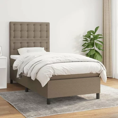  Krevet s oprugama i madracem smeđesivi 100 x 200 cm od tkanine