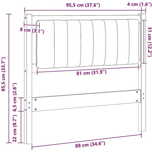  Tapecirani uzglavlje Smeđa 90 cm Masivni bor i tkanina Slike