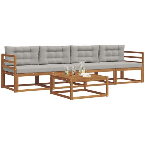 Set vanjskih sofa 5 pcs Prirodna i svijetlo siva Slike