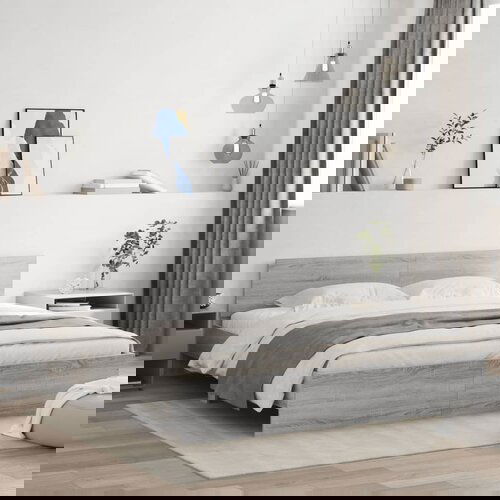 vidaXL Okvir kreveta s uzglavljem boja sivog hrasta sonome 160x200 cm Cijene