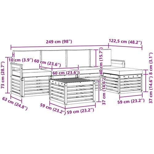  Set vanjskih sofa 6 kom. Prirodna i krem Bijela 59 x 59 x 37 cm Slike