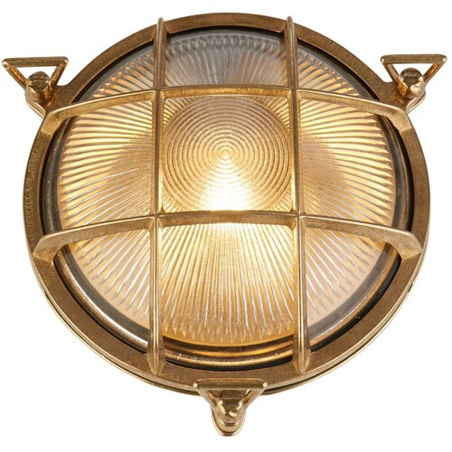 Searchlight Bulkhead Ovalna zunanja svetilka iz masivne medenine, rebrasto steklo, (22100696) Cene