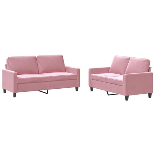  2-dijelni set sofa s jastucima ružičasti bar&amp;scaron;unasti Slike