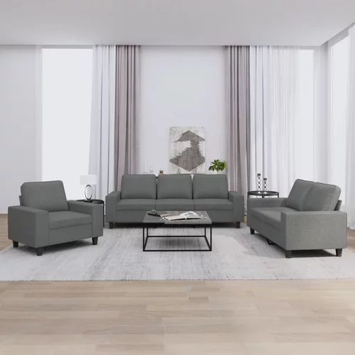 vidaXL 3-dijelni set sofa tamnosivi od tkanine
