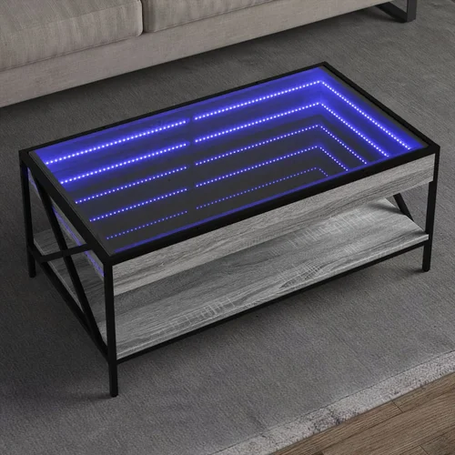 vidaXL Stolić s beskonačnim LED svjetlima boja hrasta 90x50x38 cm