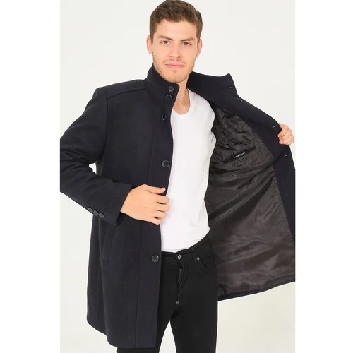 Dewberry PLT8386 MEN'S COAT-DIAGONAL DARK NAVY BLUE