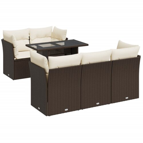 Maison Chic Seti vrtnega pohištva - Vrtna garnitura - Vrtni pohištvo set 6-delna z blazinami rjav poli ratan, (21803880) Cene