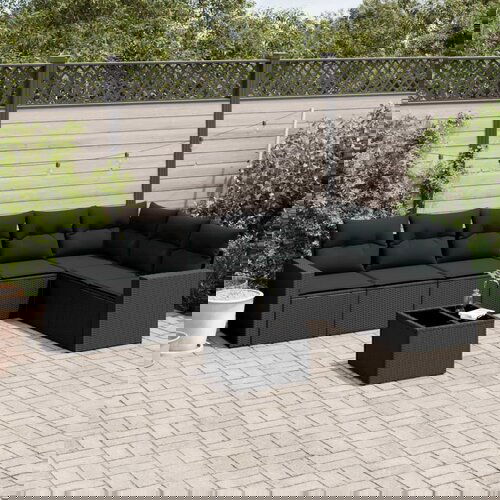 VidaXL 8-dijelni set vrtnih sofa od poliratana s jastucima crni Slike