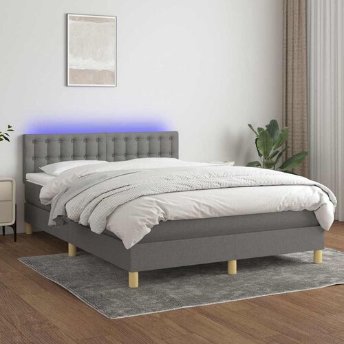  Krevet box spring s madracem LED tamnosivi 140x200 cm tkanina Cijene