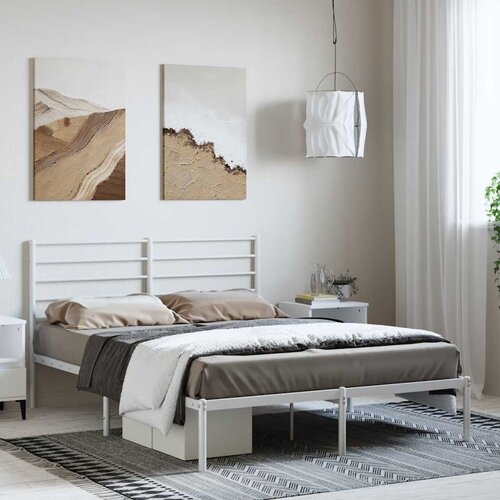 Metalni okvir za krevet s uzglavljem bijeli 135x190 cm Cijene