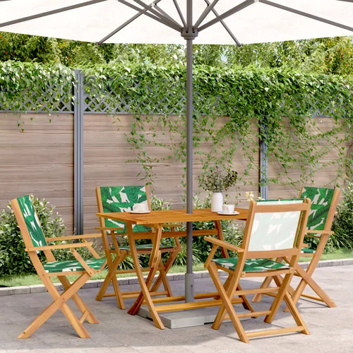 vidaXL Zložljivi vrtni stoli 4 kosi zeleno blago in trden les