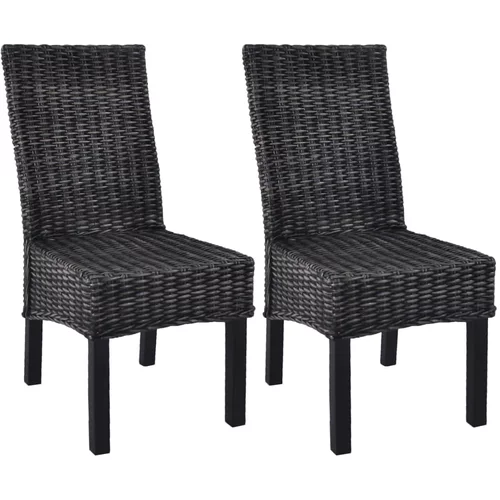 vidaXL Blagovaonske stolice od kubu ratana i drva manga 2 kom crne