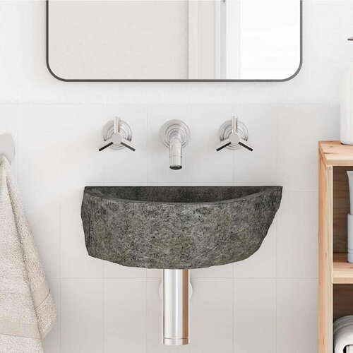 vidaXL Zidni umivaonik Siva (30-37) x (25-30) x 12 cm Rijeka kamen Cijene