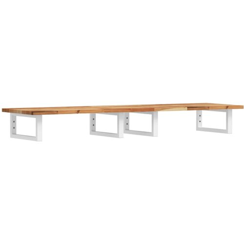  Zidna polica za umivaonik od čelika i masivnog bagremovog drva Smeđa 120 x 40 x 2 cm Slike