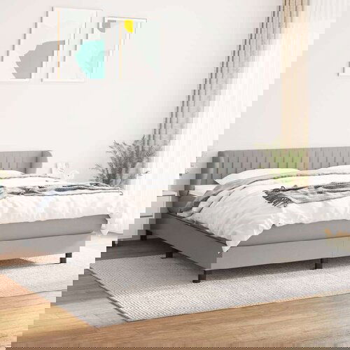  Box spring postelja z vzmetnico svetlo siva 180x200 cm blago, (20789963) Slike
