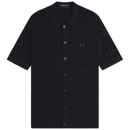 Fred Perry CABLE DETAIL KNITTED SHIRT Crna Slike