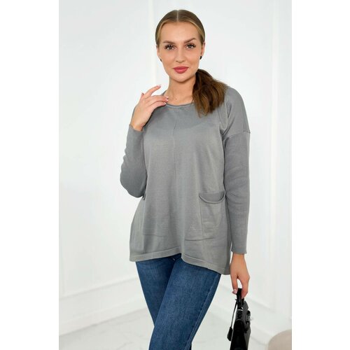 Kesi Sweater with front pockets grey Slike