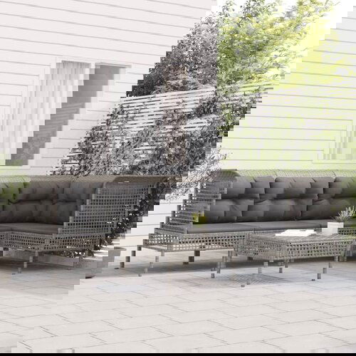  6-dijelna vrtna garnitura od poliratana s jastucima siva Cijene