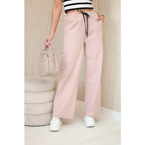 Kesi Włoski Punto pants with wide legs dark powder pink Cene