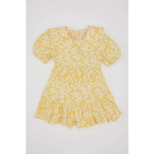 Defacto Baby Girl Floral Short Sleeve Crinkle Viscose Dress Slike