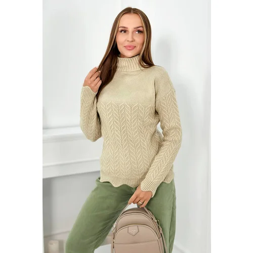 Kesi Sweater with decorative frill in beige color