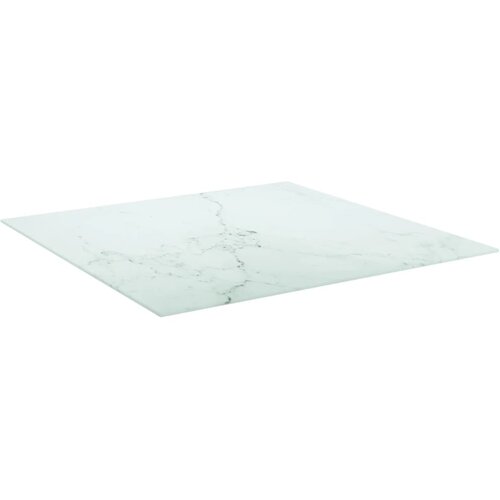 Stolna ploča bijela 80x80 cm 6 mm staklena s mramornim uzorkom Slike