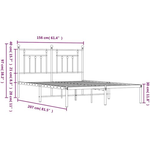  Metalni okvir za krevet s uzglavljem bijeli 150x200 cm Slike