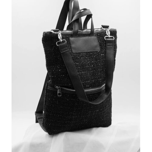 Paraskeva Stilizovana ranac-torba za laptop sa velikim džepom, Lamirana crna Slike