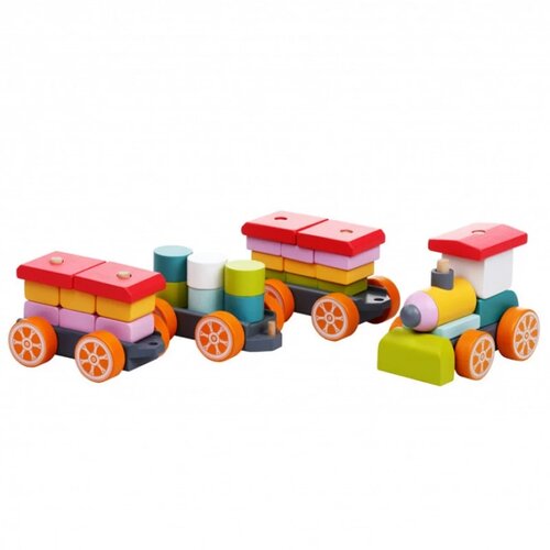 Cubika drvena igračka vozić duga, 15 elemenata Slike