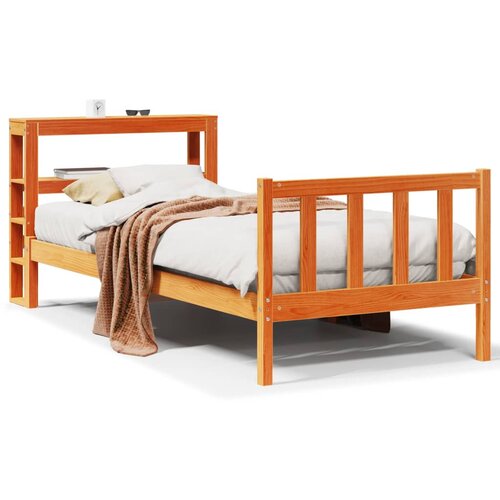 Maison Chic Posteljni okvir - Enojna postelja - Postelja za odrasle z vzglavjem vo&amp;scaron;čeno rjava 100x200 cm borovina, (21695207) Slike